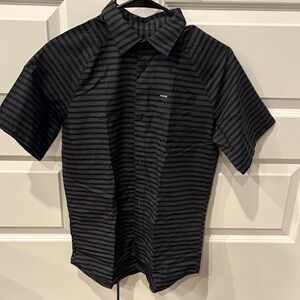 Hurley boys Black and Gray Striped button down Shirt